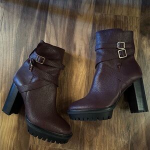 Vince Camuto Dark Brown Heeled Boots with Straps